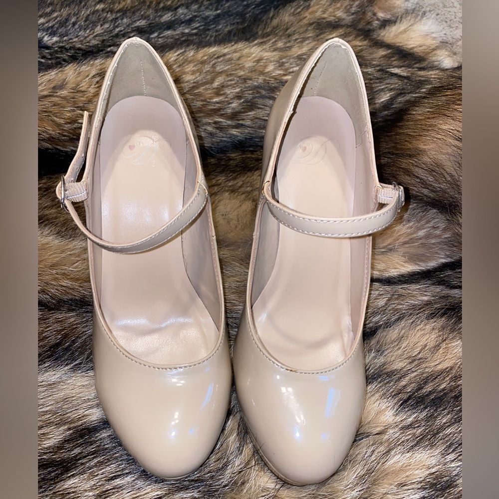 Mary Jane Shoes Ankle Strap Buckle High Heel Patent Leather Platform Pumps